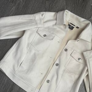RH NOLESS Cream Faux Suede Trucker Jacket - Size S